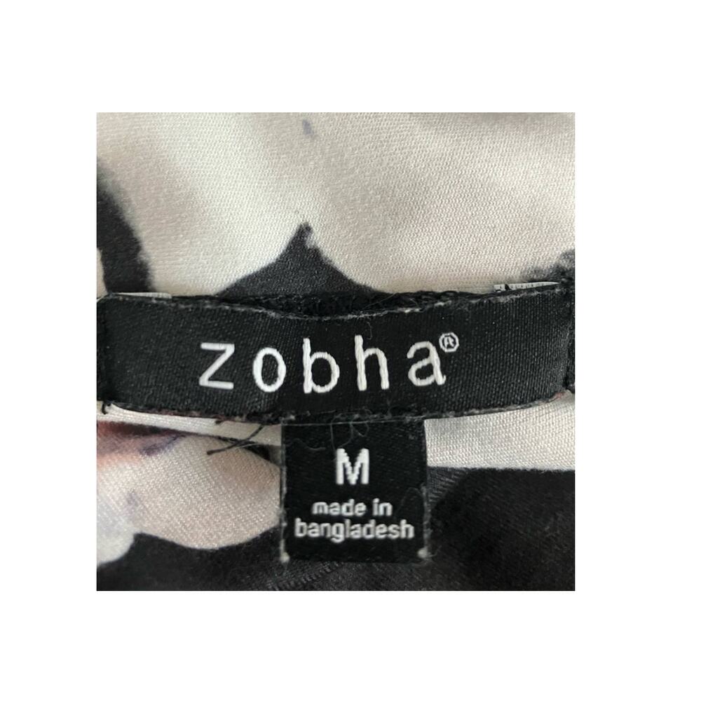 Zobha Women's Black w/ Floral Printed Athletic High Waist Leggings | Size M - Picture 9 of 10